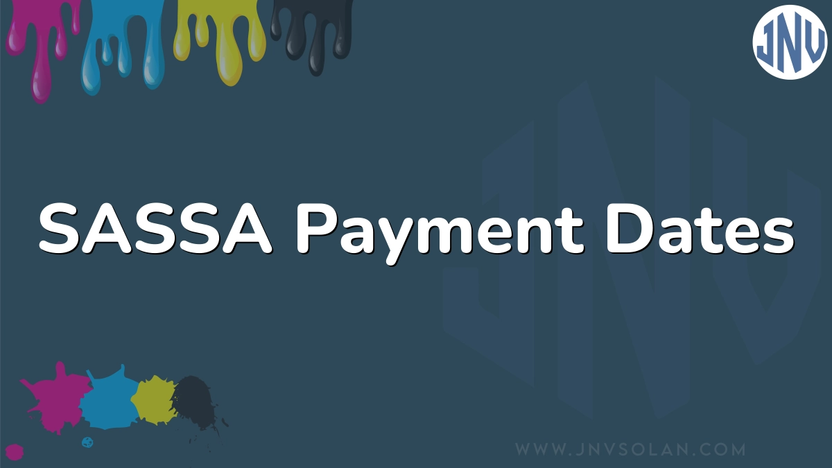 SASSA Payment Dates